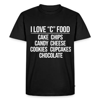 J’adore C Food - gâteaux, chips, bonbons, - T-shirt Premium bio Homme - noir - Devant - Nico (187cm)
