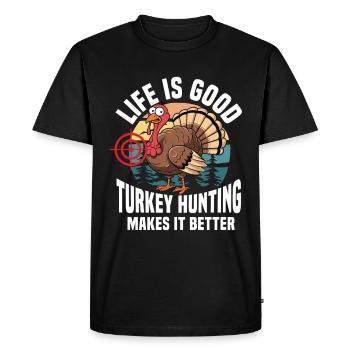 Turkey Hunting Adventure: I Just Want Turkey Hunting - Men's Premium Organic T-Shirt - black - Front - Nico (187cm)
