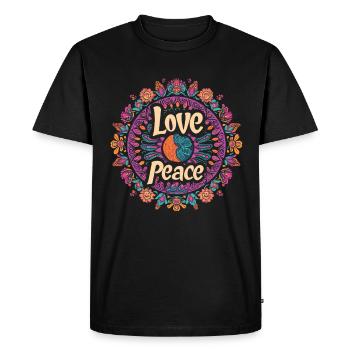 Love and Peace Mandala Artwork for Harmony - Men's Premium Organic T-Shirt - black - Front - Nico (187cm)