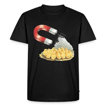 Drôle de poulet, l’aimant attire les poussins – Drôle - T-shirt Premium bio Homme - noir - Devant - Nico (187cm)