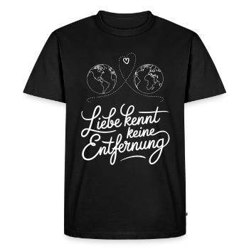 Love knows no distance: connectedness in - Men's Premium Organic T-Shirt - black - Front - Nico (187cm)