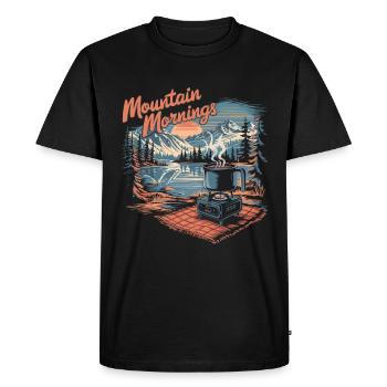 Matinée à la montagne, pique-au bord du lac avec - T-shirt Premium bio Homme - noir - Devant - Nico (187cm)