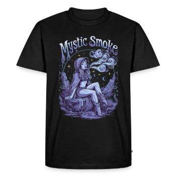 Mystic Woman With Smoke In Fantasy World Full Of - Men's Premium Organic T-Shirt - black - Front - Nico (187cm)