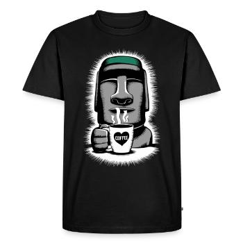Tasse à café Moai Heart de l’île de Pâques - T-shirt Premium bio Homme - noir - Devant - Nico (187cm)