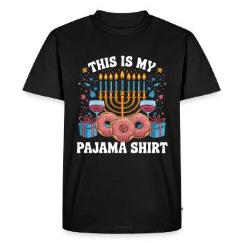 C’est ma chemise de pyjama Hanoukka chandelier design - T-shirt Premium bio Homme - noir - Devant - Nico (187cm)