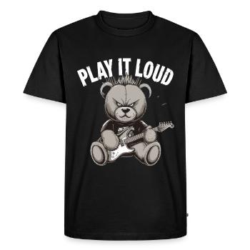 Heavy Metal Bear, Play It Loud: Music Lovers - Men's Premium Organic T-Shirt - black - Front - Nico (187cm)