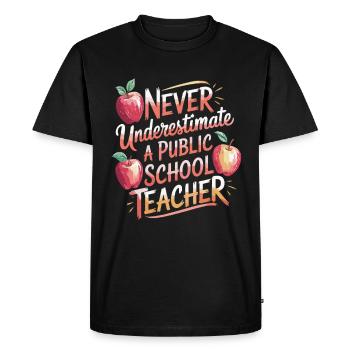 Never underestimate a teacher at the - Men's Premium Organic T-Shirt - black - Front - Nico (187cm)