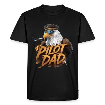 Pilote Papa Aigle Voler Force et Fierté - T-shirt Premium bio Homme - noir - Devant - Nico (187cm)