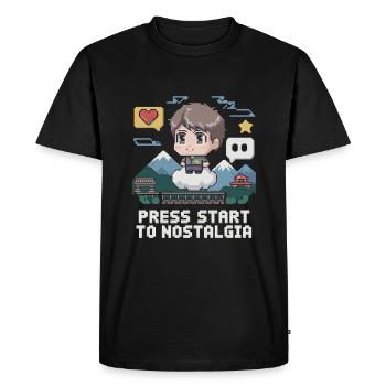 Press Start for Nostalgia Pixel Gamer World - Men's Premium Organic T-Shirt - black - Front - Nico (187cm)