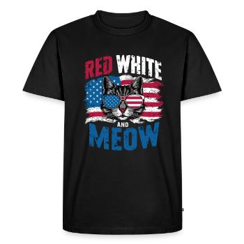 Red White And Meow : l’amour des chats américains - T-shirt Premium bio Homme - noir - Devant - Nico (187cm)
