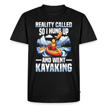 La réalité m’a appelé, alors j’ai raccroché et je suis allé faire du kayak - T-shirt Premium bio Homme - noir - Devant - Nico (187cm)