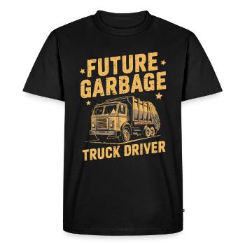 Futur conducteur de camion à ordures : fierté et aventure - T-shirt Premium bio Homme - noir - Devant - Nico (187cm)
