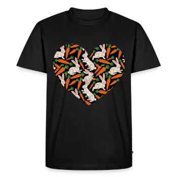 Heart with bunny and carrot pattern for Easter - Men's Premium Organic T-Shirt - black - Front - Nico (187cm)