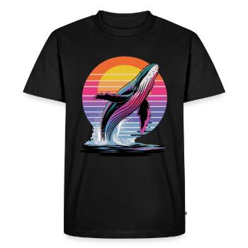 Whale at sunset in front of a colorful - Men's Premium Organic T-Shirt - black - Front - Nico (187cm)