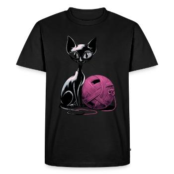 Chat noir avec pelote de laine pour les amoureux des chats - T-shirt Premium bio Homme - noir - Devant - Nico (187cm)
