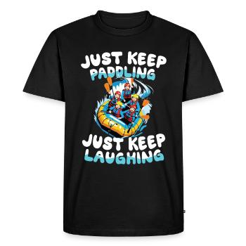 Continuez à pagayer, continuez à rire : - T-shirt Premium bio Homme - noir - Devant - Nico (187cm)