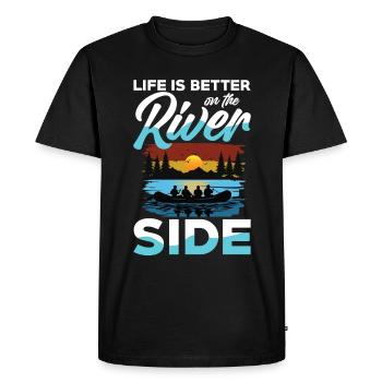 La vie est meilleure sur la rivière avec le rafting - T-shirt Premium bio Homme - noir - Devant - Nico (187cm)