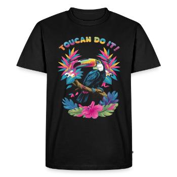 Toucan, tu peux le faire ! Couleurs tropicales - T-shirt Premium bio Homme - noir - Devant - Nico (187cm)