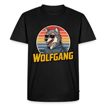 Wolfgang Wolf Style rétro avec lunettes de soleil - T-shirt Premium bio Homme - noir - Devant - Nico (187cm)