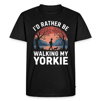 Je préfère aller me promener avec mon Yorkie - T-shirt Premium bio Homme - noir - Devant - Nico (187cm)