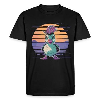 Duck punk in sunset with naughty - Men's Premium Organic T-Shirt - black - Front - Nico (187cm)