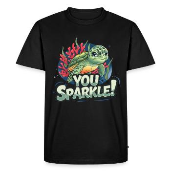 Vous scintillez ! Tortue aux coraux et - T-shirt Premium bio Homme - noir - Devant - Nico (187cm)