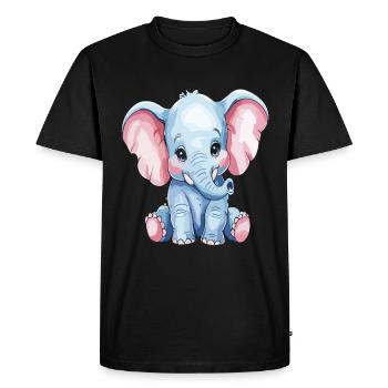 Mignon petit éléphant bleu dessin animé - T-shirt Premium bio Homme - noir - Devant - Nico (187cm)