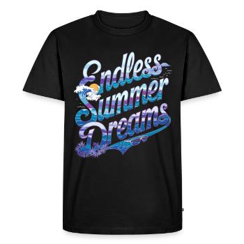 Endless Summer Dreams Waves Sunset Palm Trees - Men's Premium Organic T-Shirt - black - Front - Nico (187cm)