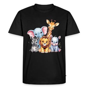 Cute safari animals illustration for kids - Men's Premium Organic T-Shirt - black - Front - Nico (187cm)
