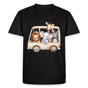 Safari aventure avec des animaux amusants dans le bus - T-shirt Premium bio Homme - noir - Devant - Nico (187cm)