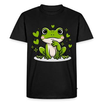 Grenouille mignonne avec des motifs de cœur et ludique - T-shirt Premium bio Homme - noir - Devant - Nico (187cm)