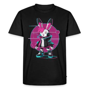Cyber lapin futuriste au look néon pour les gamers - T-shirt Premium bio Homme - noir - Devant - Nico (187cm)