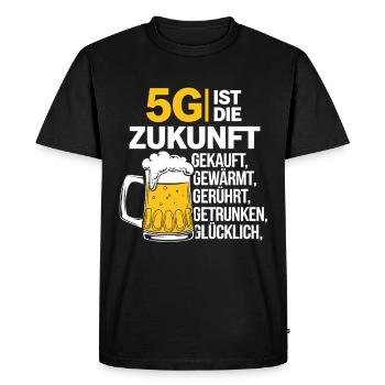 5G is the future: Beer bought, warmed, stirred - Men's Premium Organic T-Shirt - black - Front - Nico (187cm)