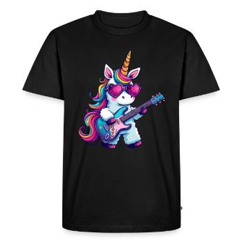 Unique unicorn with guitar and - Men's Premium Organic T-Shirt - black - Front - Nico (187cm)