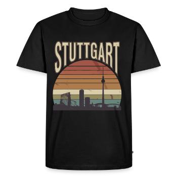 La ligne d’horizon de Stuttgart au look vintage avec - T-shirt Premium bio Homme - noir - Devant - Nico (187cm)