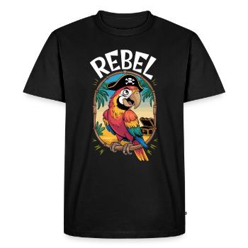 Rebellious Pirate Parrot Adventure Design - Men's Premium Organic T-Shirt - black - Front - Nico (187cm)
