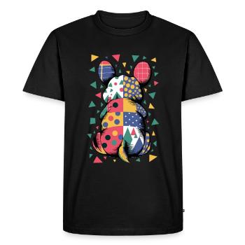 Colorful Geometric Animal Pattern Patchwork Look - Men's Premium Organic T-Shirt - black - Front - Nico (187cm)
