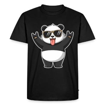Cool rock panda with sunglasses and fun - Men's Premium Organic T-Shirt - black - Front - Nico (187cm)