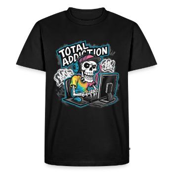 Total Addiction Gamer Skull Illustration - Men's Premium Organic T-Shirt - black - Front - Nico (187cm)