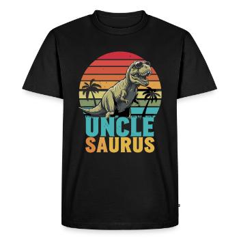 Unclesaurus Retro Dinosaur Motif with - Men's Premium Organic T-Shirt - black - Front - Nico (187cm)