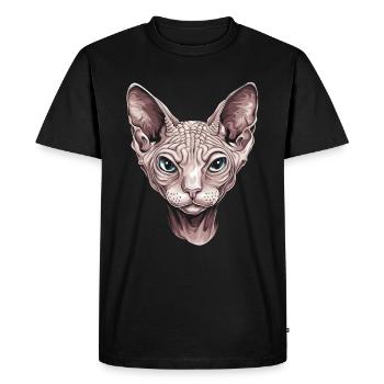 Fascinante œuvre d’art de portrait de chat Sphinx - T-shirt Premium bio Homme - noir - Devant - Nico (187cm)