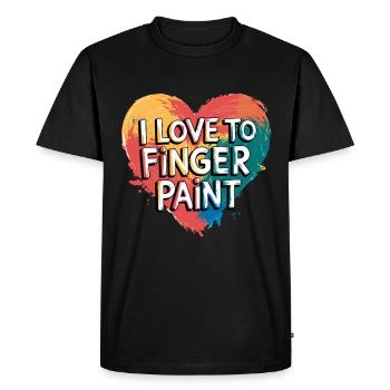J’aime les peintures au doigt Coeur Design Art - T-shirt Premium bio Homme - noir - Devant - Nico (187cm)