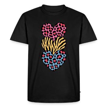Colorful Animal Pattern Heart Design for Animal Lovers - Men's Premium Organic T-Shirt - black - Front - Nico (187cm)