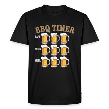 Minuterie de barbecue Amateur de bière Soirée barbecue Humoristique - T-shirt Premium bio Homme - noir - Devant - Nico (187cm)