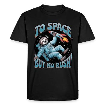 Cozy space trip with sloth astronaut - Men's Premium Organic T-Shirt - black - Front - Nico (187cm)
