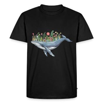 belle baleine avec motif floral pour - T-shirt Premium bio Homme - noir - Devant - Nico (187cm)