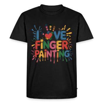 J’aime la peinture au doigt Créatif Coloré Amusant - T-shirt Premium bio Homme - noir - Devant - Nico (187cm)