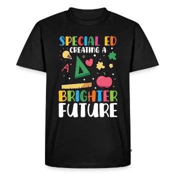 Special education creates a brighter future with - Men's Premium Organic T-Shirt - black - Front - Nico (187cm)