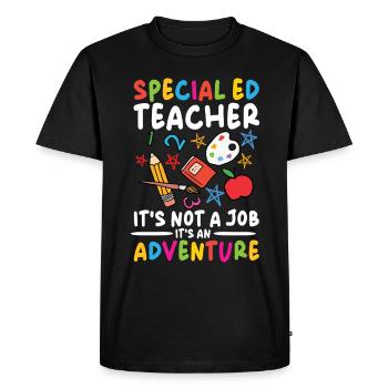 Les enseignants en éducation spécialisée - Ce n’est pas un travail, une aventure - T-shirt Premium bio Homme - noir - Devant - Nico (187cm)