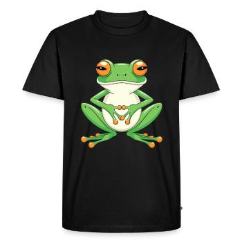 Meditating frog with big eyes - Men's Premium Organic T-Shirt - black - Front - Nico (187cm)